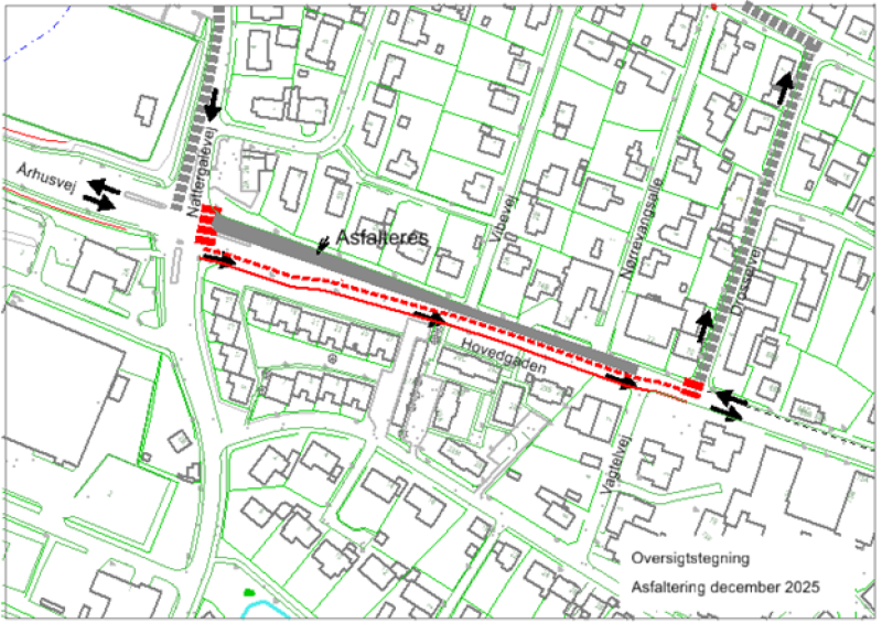 Asfaltering af Hovedgaden fra Nattergalevej til Vagtelvej 